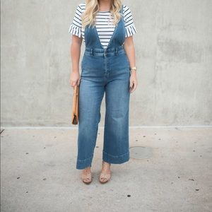 Free People denim overalls wide leg